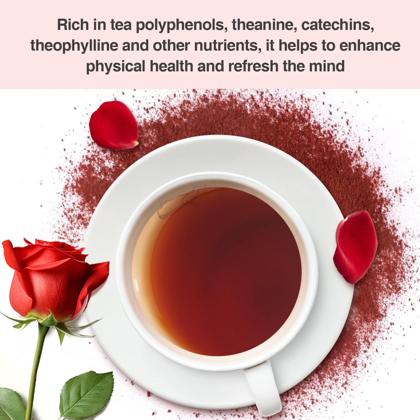 Taiping HK Rose Instant Black Tea Powder Classic-100% Tea Leaves 30 Single Serve Stick Packs Unsweetened No Additives On-the-Go for Travel, Work