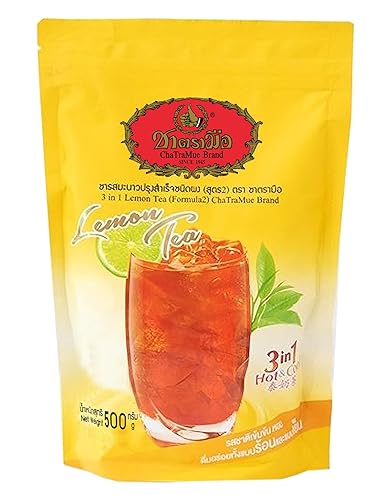 EmoBug Cha Tra Mue 3 in 1 Instant Thai Boba Iced Tea Mix Powder, Lemon Tea 1 x 500 g (Pack of 1)