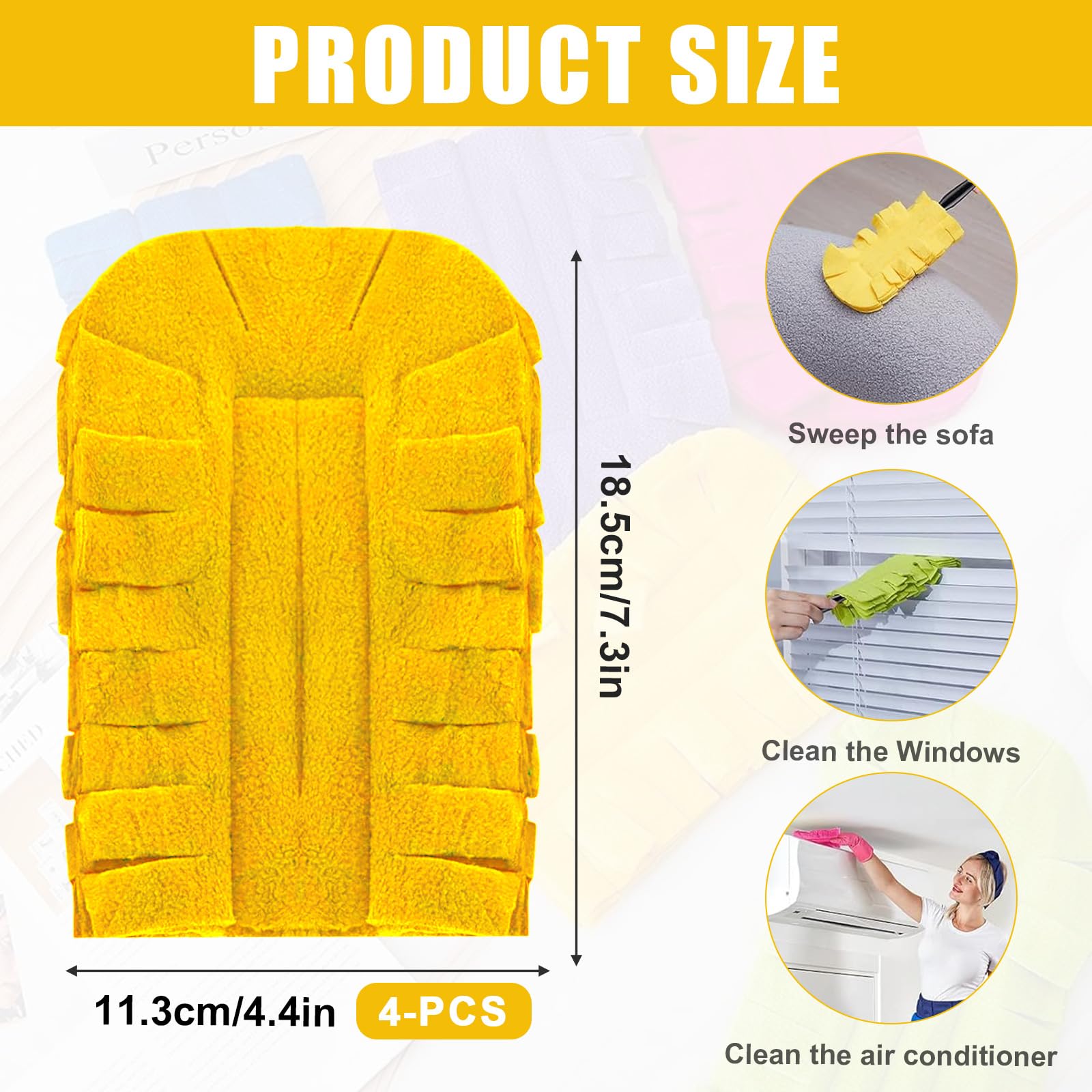 Pjsrsdaee 2026 New 360° Electrostatic Duster Refills, Washable Reusable Microfiber Fleece Pads for Home & Pet Hair Blinds, Car, Furniture, Fans