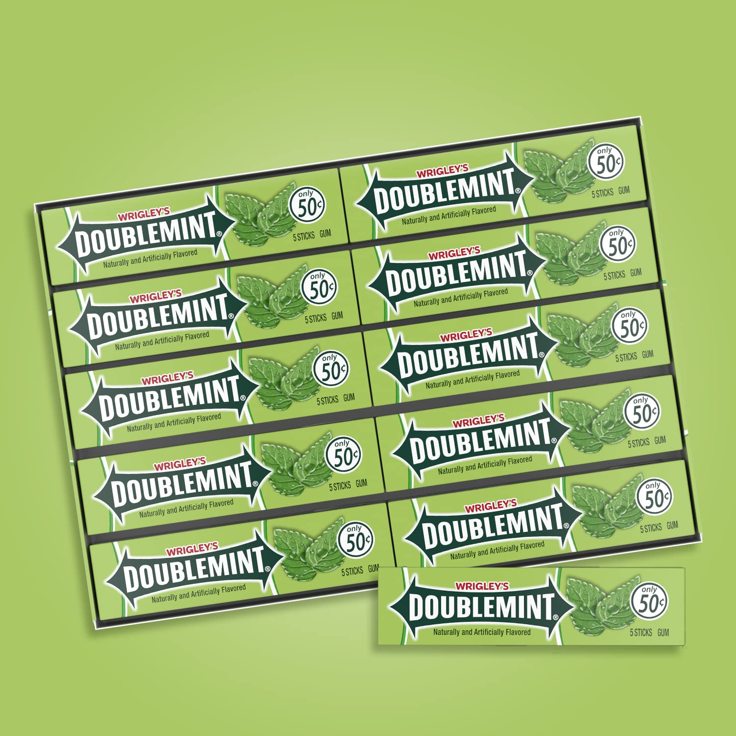 DOUBLEMINT WRIGLEY'S DOUBLEMINT Chewing Gum Bulk Pack, 5 Stick (Pack of 40)