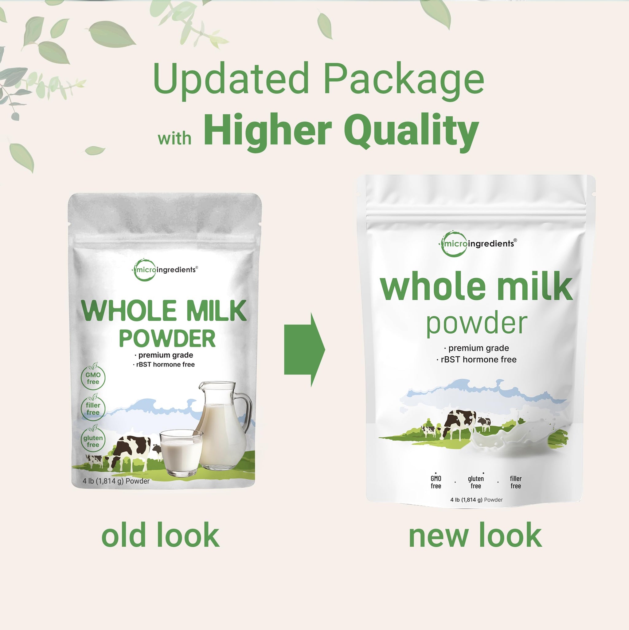 Micro Ingredients Whole Milk Powder, 4 lb | Pasture-Raised, rBST-Free | Pure & Rich in Protein | Ideal for Baking & Everyday Use | Non-GMO, Gluten-Free, Premium Grade