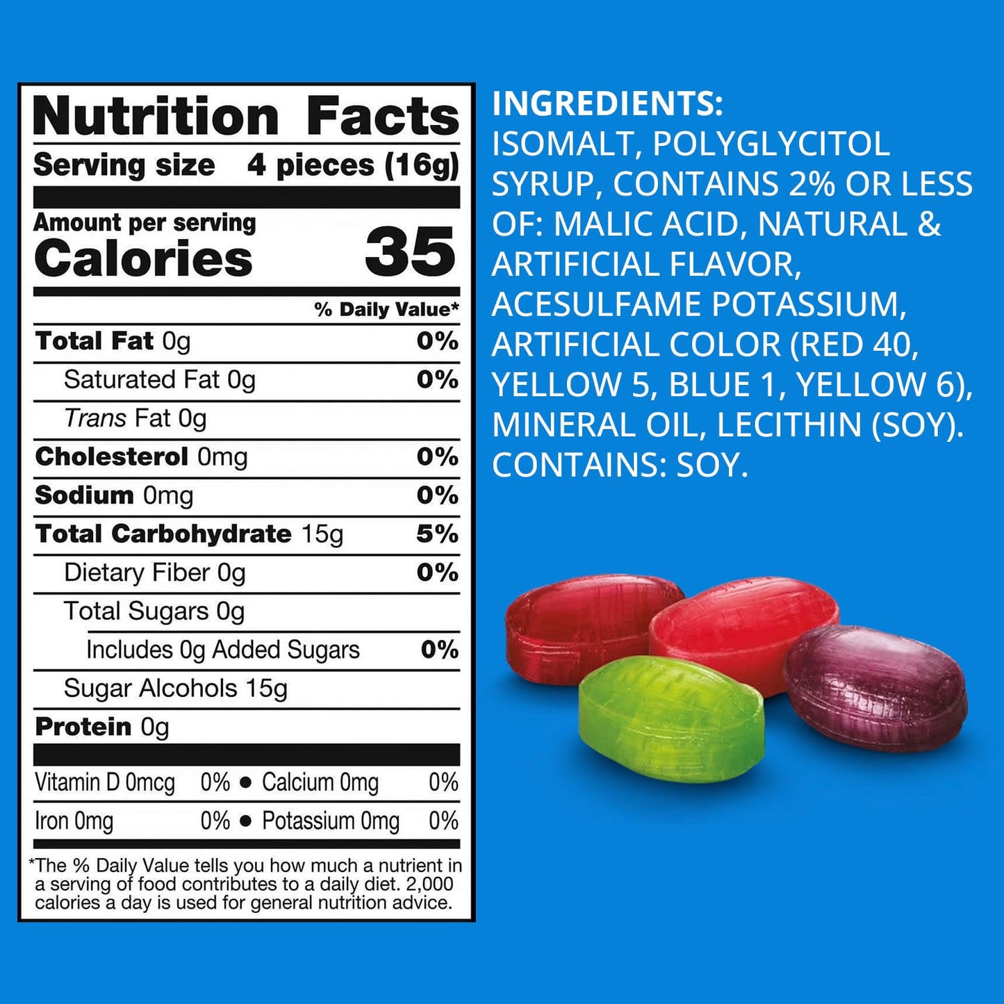 Zero Sugar Hard Candy, Pack of 3 Assorted Hard Candies 6.1oz Each, Ideal Sugarless Candy for Holiday Party and Everyday Sweet Cravings