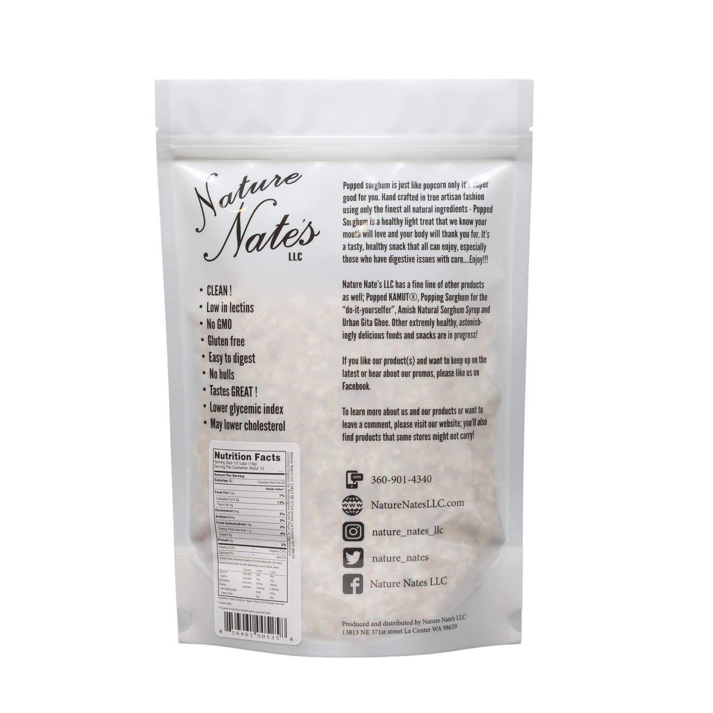 Nature Nate’s Popped Sorghum, Popcorn Alternative, Ghee Butter - Organic, Keto & Gluten Free, Healthy Snacks, Better Than Popcorn, Made in USA - 4.3