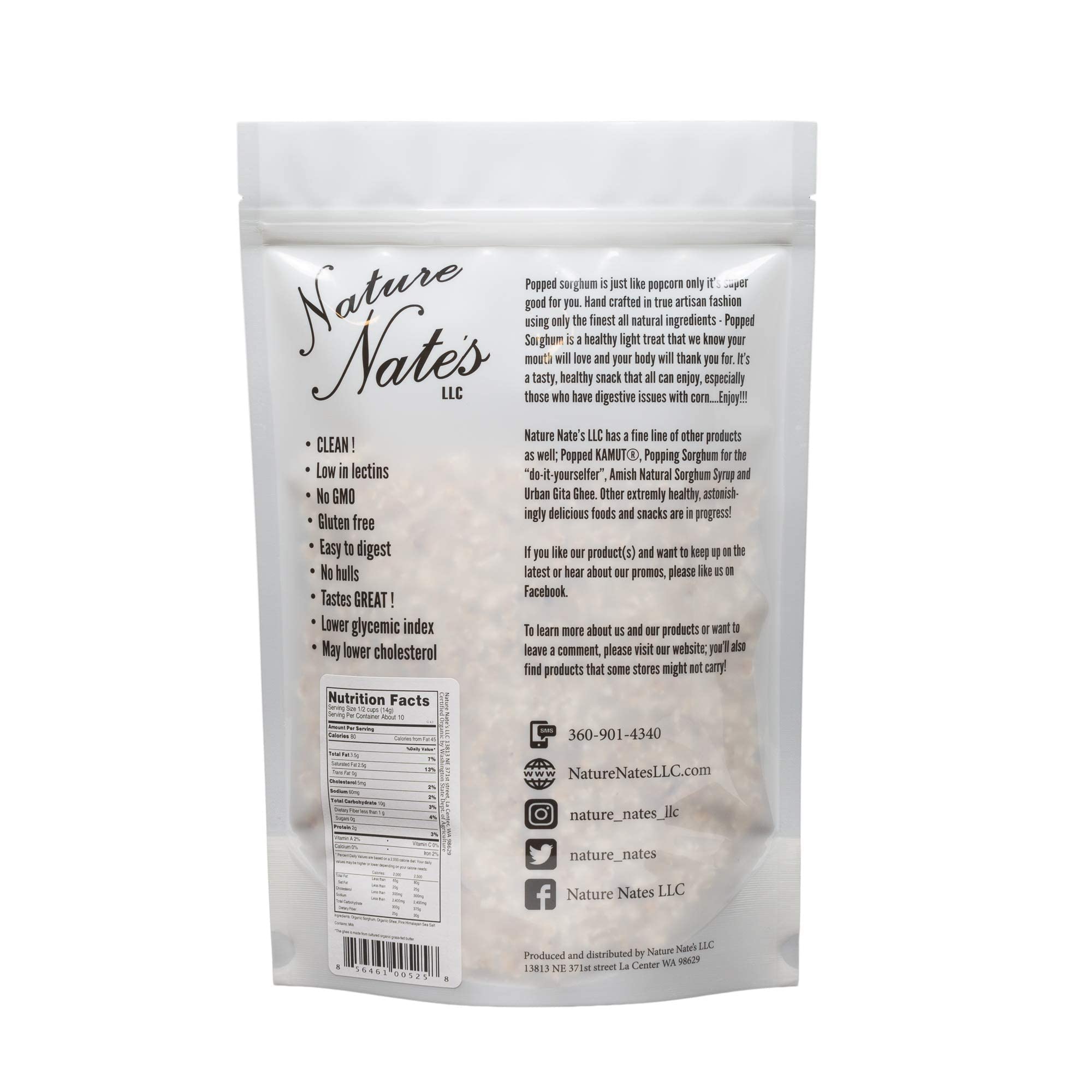Nature Nate’s Popped Sorghum, Popcorn Alternative, Ghee Butter - Organic, Keto & Gluten Free, Healthy Snacks, Better Than Popcorn, Made in USA - 4.3