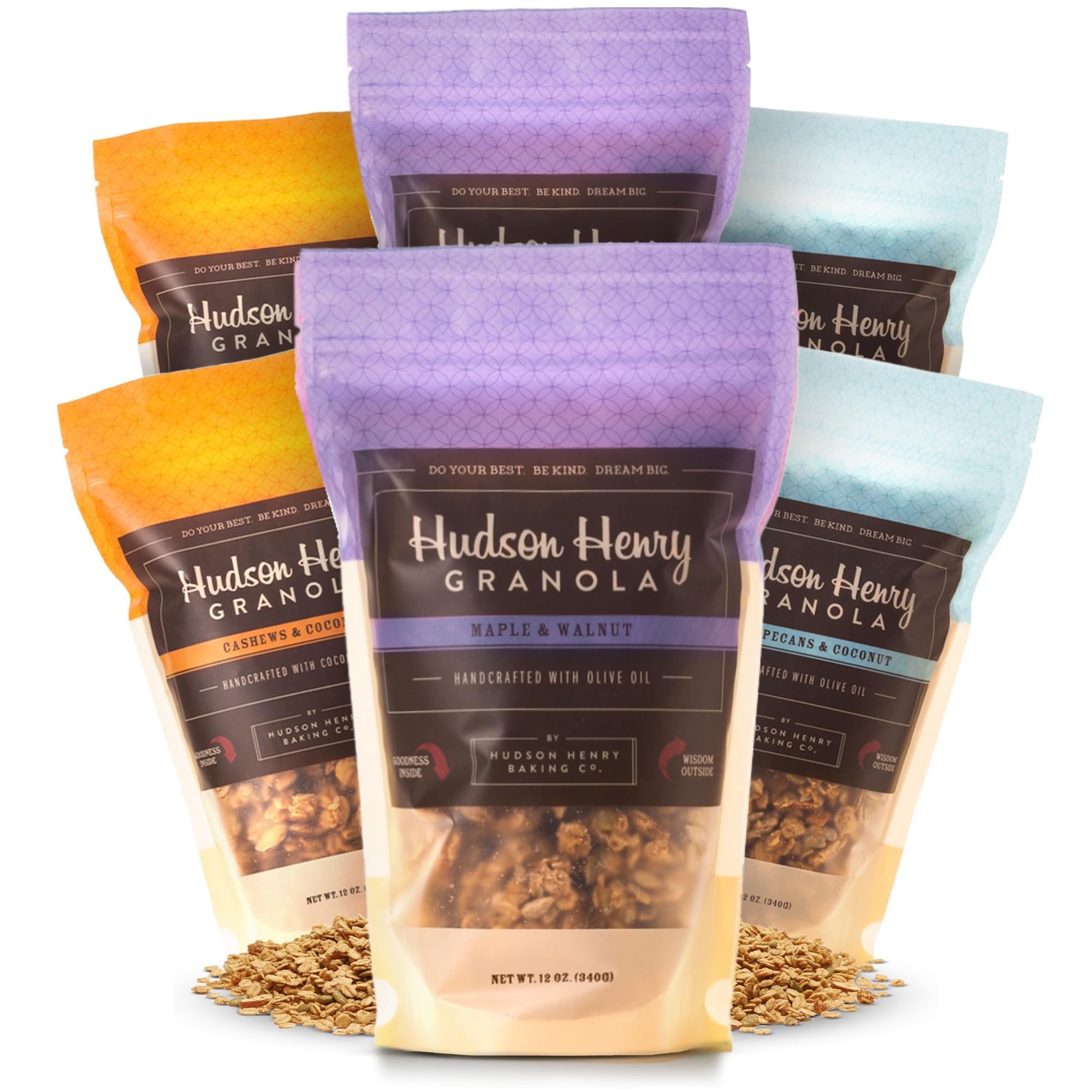 Hudson Henry Classics Granola Variety Pack | Small Batch Baked Gluten Free Granola with Pure Maple Syrup, Extra Virgin Olive Oil & Pumpkin Seeds | Soy