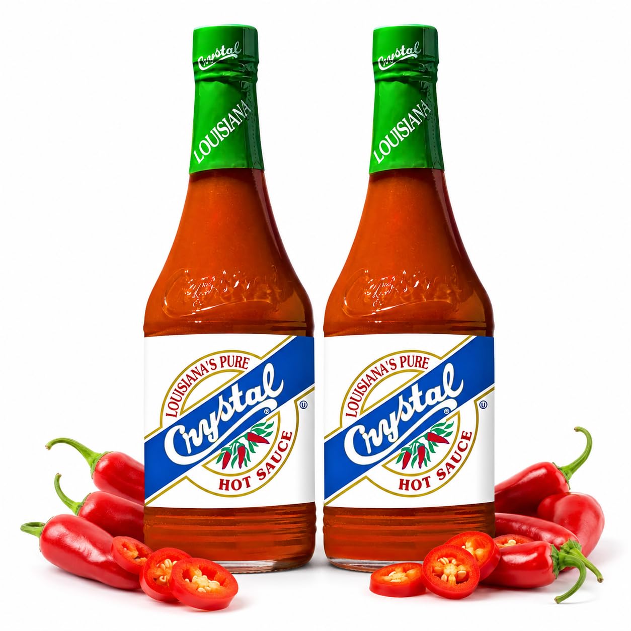 Crystal Hot Sauce 12oz (Pack of 2) - Louisiana's Pure Hot Sauce, Original Flavor - Low Fat - Low Sodium - Perfect for Spicing Up Sandwiches, Soups