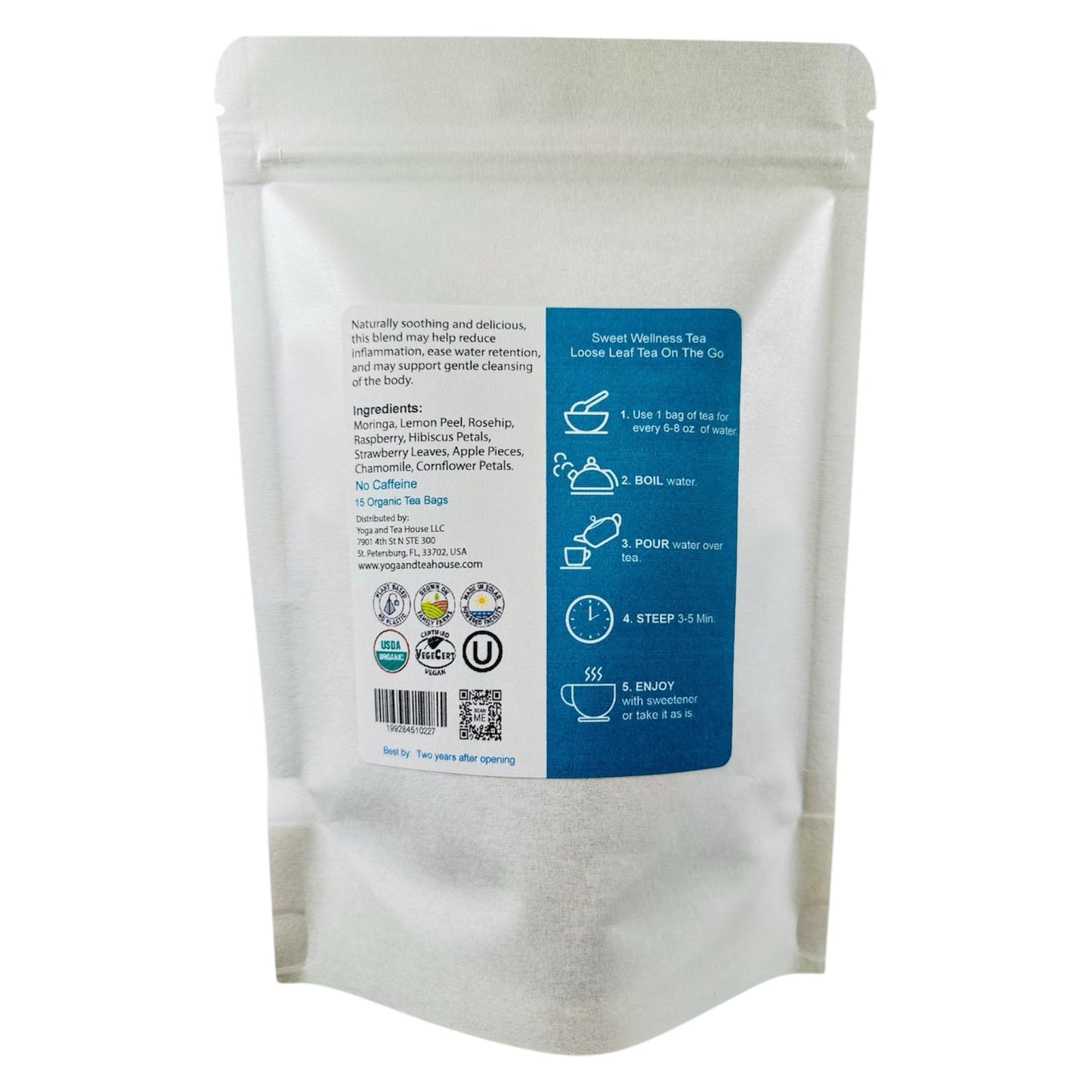 Moringa Tea Herbal Blend, Loose Leaf Tea, Full Body Cleanse, Green Muse Sweet Wellness Tea, 15 Organic Tea Bags, Yoga and Tea House
