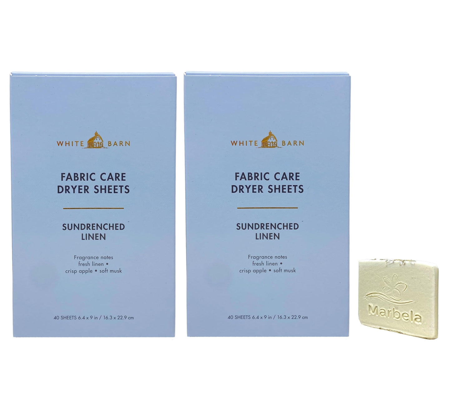 Bath & Body Works Sundrenched Linen Fabric Care Dryer Sheets - 2 Boxes (80 Sheets Total) - with a Natural Oats Sample Soap