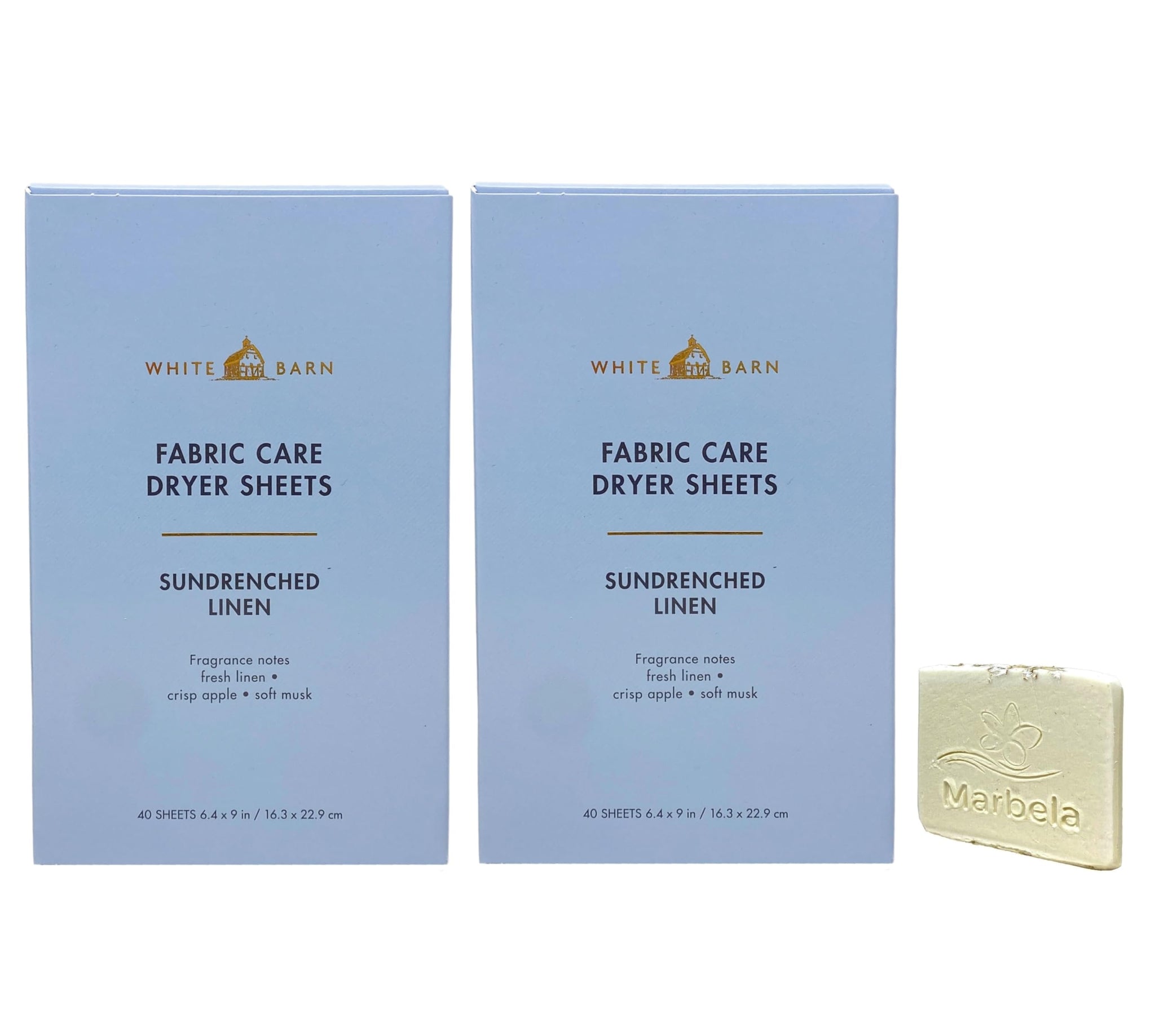 Bath & Body Works Sundrenched Linen Fabric Care Dryer Sheets - 2 Boxes (80 Sheets Total) - with a Natural Oats Sample Soap
