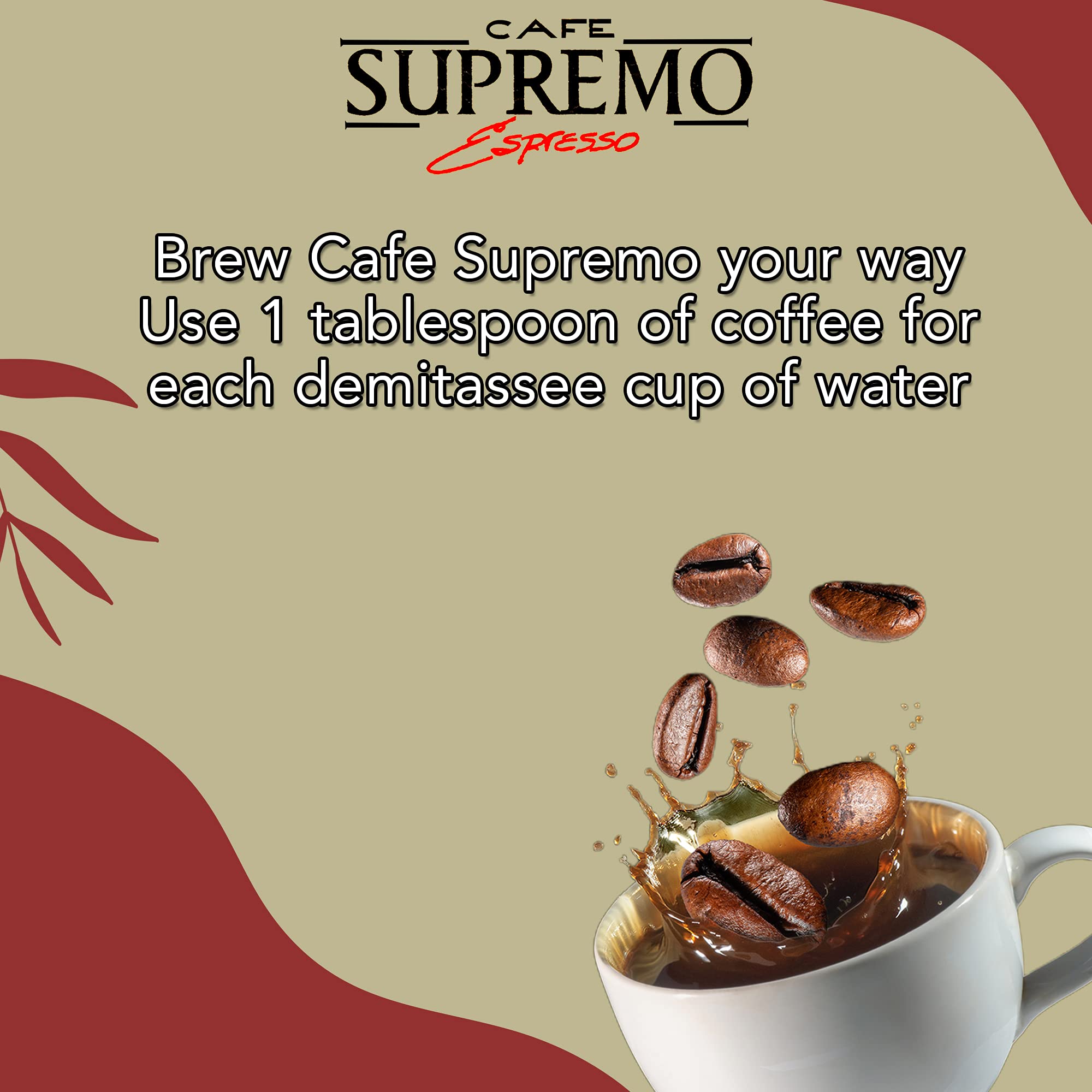 Cafe Supremo Espresso Coffee, Dark Roast, 100% Espresso Ground Coffee with a Latino Taste Blend, Vacuum Sealed Brick (8.8 Ounce, Pack of 12)