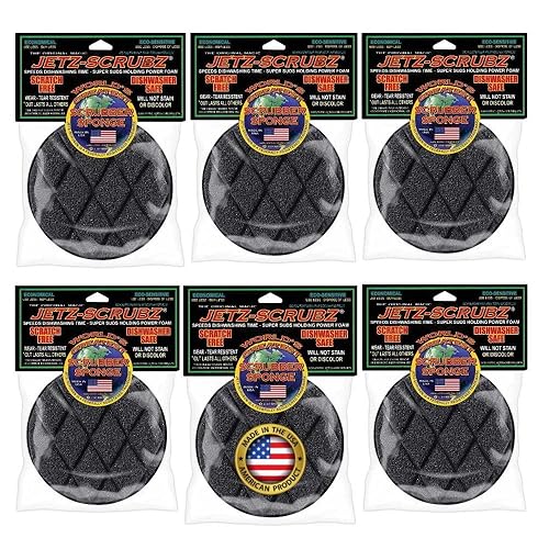 Jetz-Scrubz Classic Round Kitchen Scrubber Sponge Value Pack (Pack of 6)