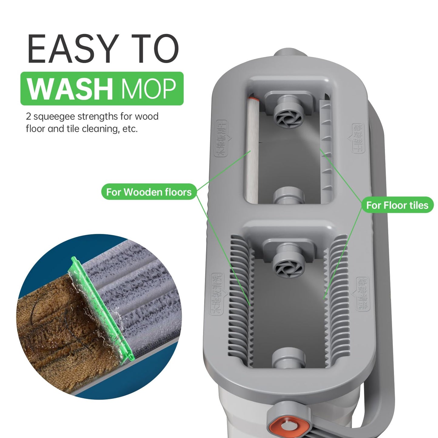 Mop and Bucket Set with Wringer Flat Mop Bucket System for Home Floor Cleaning,6 Reusable Microfiber Pads,Extended Stainless Steel Handle,Ideal