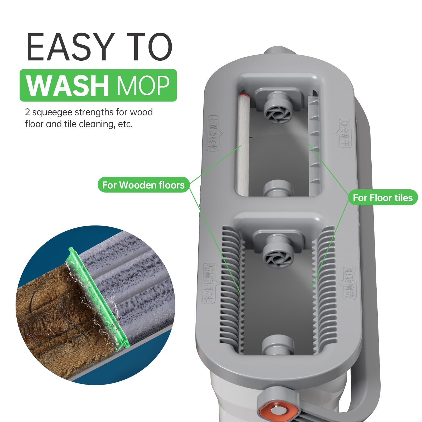 Mop and Bucket Set with Wringer Flat Mop Bucket System for Home Floor Cleaning,6 Reusable Microfiber Pads,Extended Stainless Steel Handle,Ideal