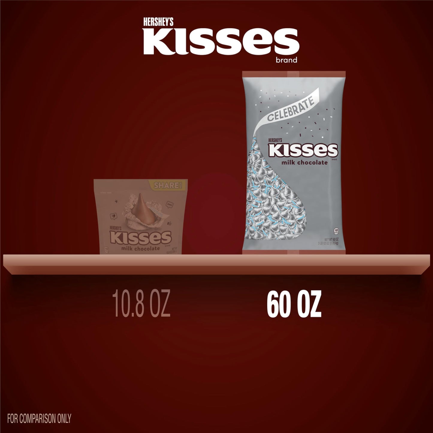HERSHEY'S KISSES Milk Chocolate Candy Bulk Bag, 60 oz