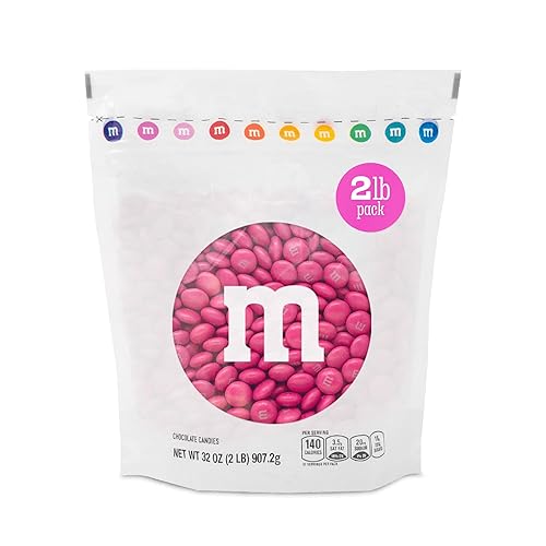 M&M’S WORLD Dark Pink Milk Chocolate Candy - 2lbs of Chocolate Candy Bulk in a Resealable Pack, For Valentine's Day, Birthday Party Favors, Weddings