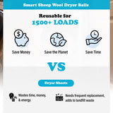 Wool Dryer Balls - Smart Sheep 3-Pack - XL Premium Natural Fabric Softener Award-Winning - Wool Balls Replaces Dryer Sheets - Laundry Balls