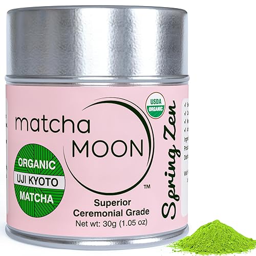Matcha Moon Spring Zen Superior Ceremonial Grade Matcha Green Tea Powder | Traditional Organic Japanese Matcha Powder from Uji Kyoto | Ideal for Daily