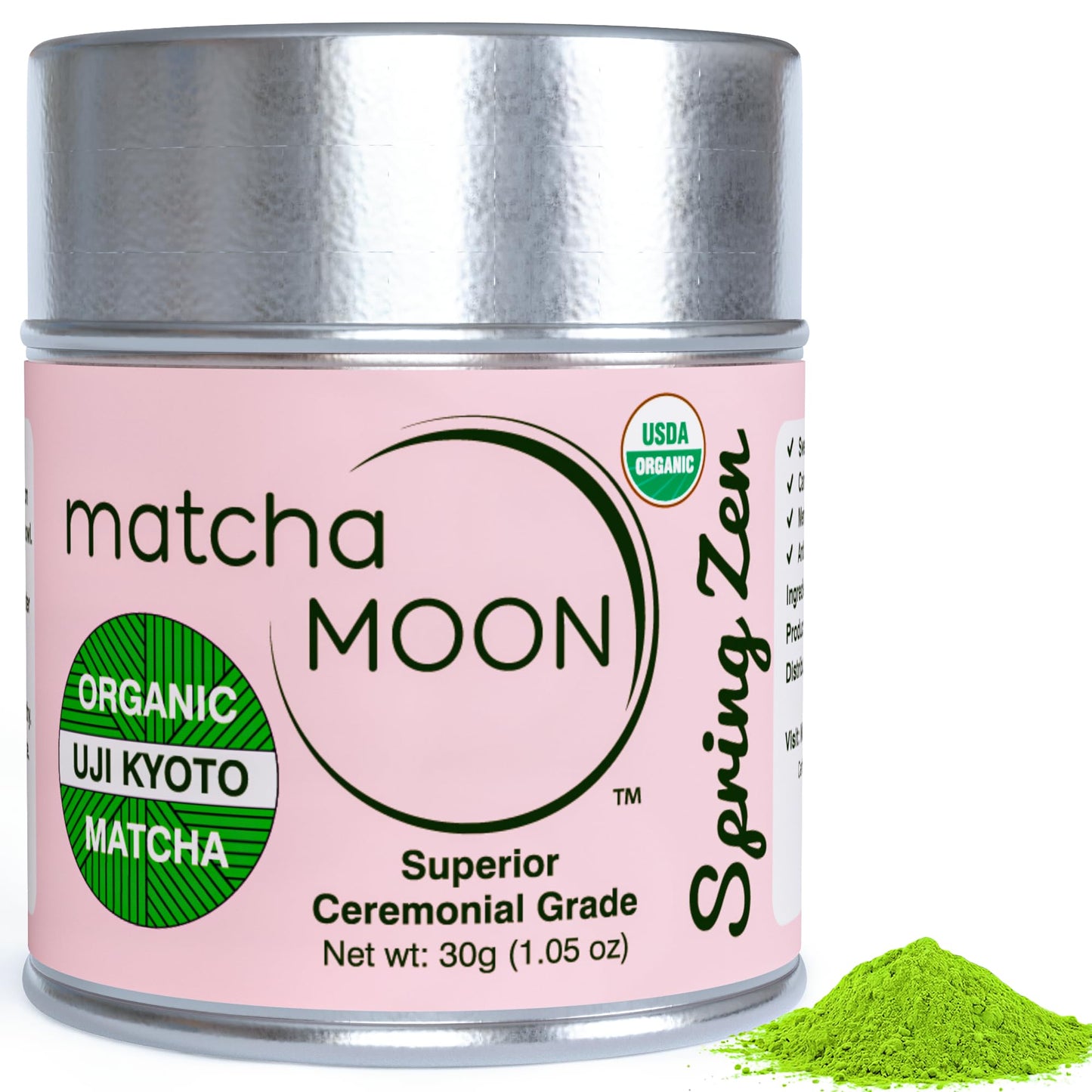 Matcha Moon Spring Zen Superior Ceremonial Grade Matcha Green Tea Powder | Traditional Organic Japanese Matcha Powder from Uji Kyoto | Ideal for Daily