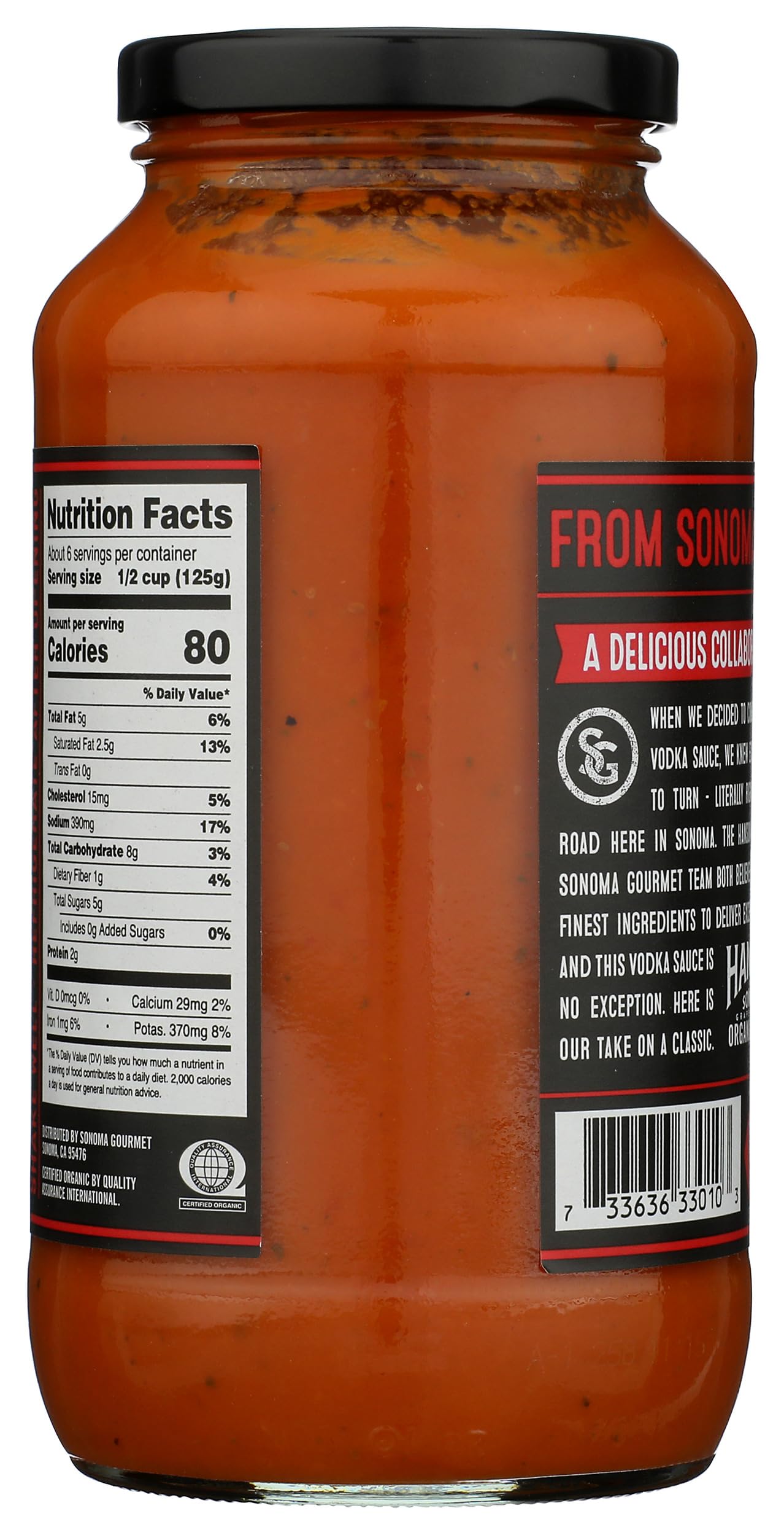 Sonoma Gourmet, Pasta Sauce Vodka Cream Organic, 25 Ounce