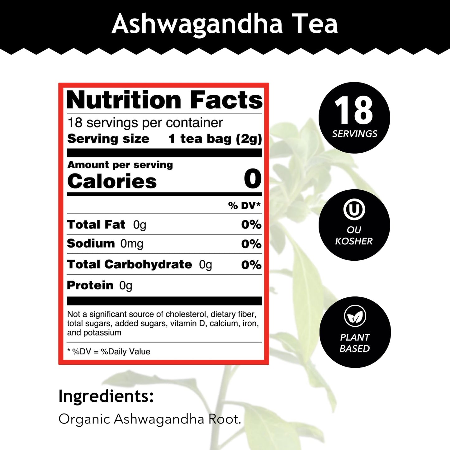 Buddha Teas - Ashwagandha Root Tea - Herbal Tea - Promote Cleansing & Wellness - With Antioxidants & Minerals - Clean Ingredients - Caffeine Free - OU