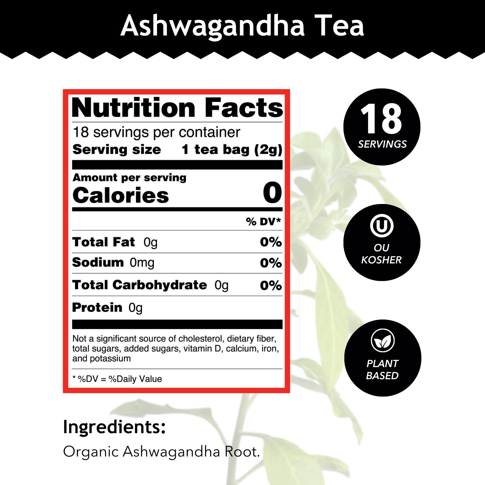 Buddha Teas - Ashwagandha Root Tea - Herbal Tea - Promote Cleansing & Wellness - With Antioxidants & Minerals - Clean Ingredients - Caffeine Free - OU