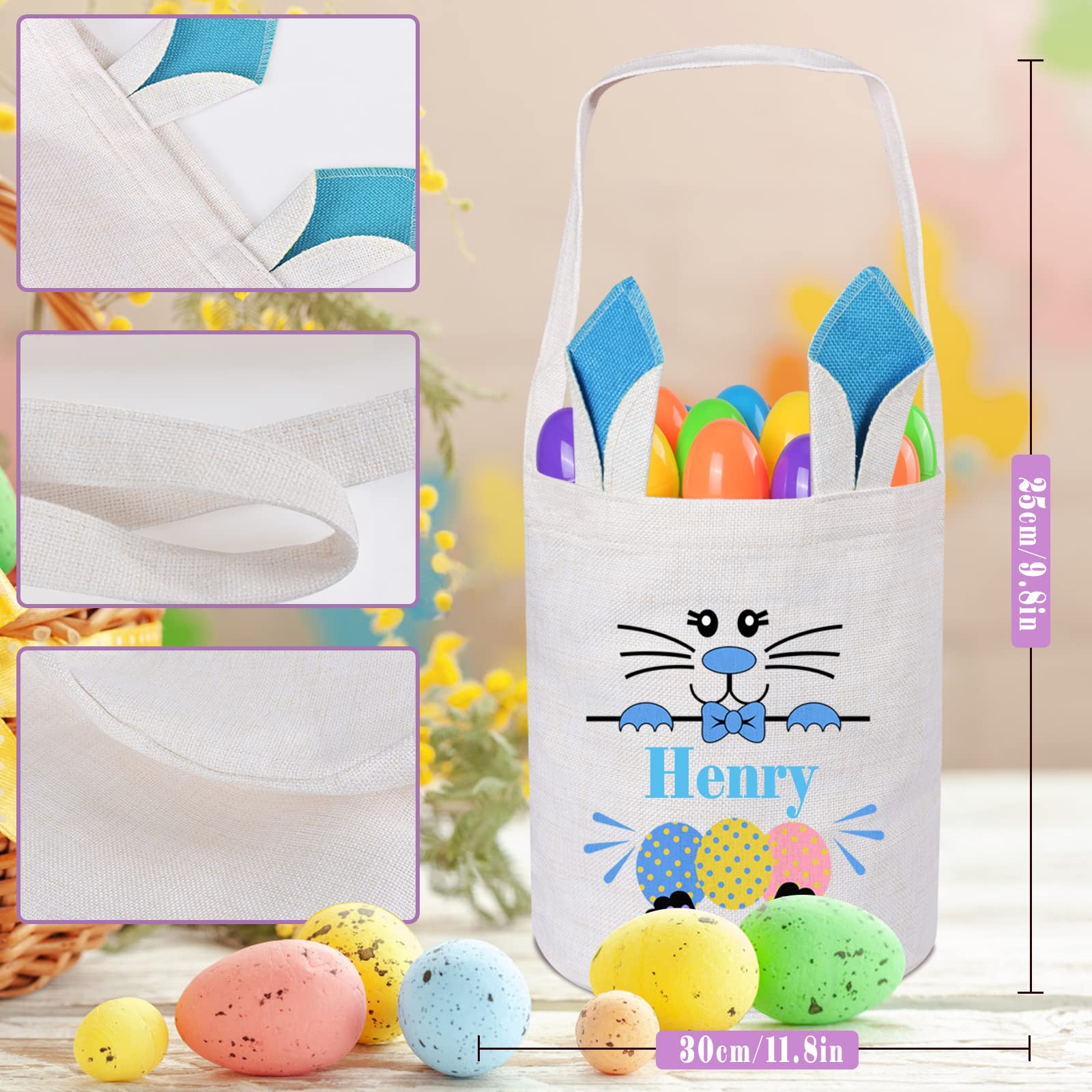 2 Pcs Touber Personalized Easter Baskets for Kids, Easter Bunny Basket Ideas Easter Gifts for Baskets Easter Baskets with Name Easter Egg Hunt Basket