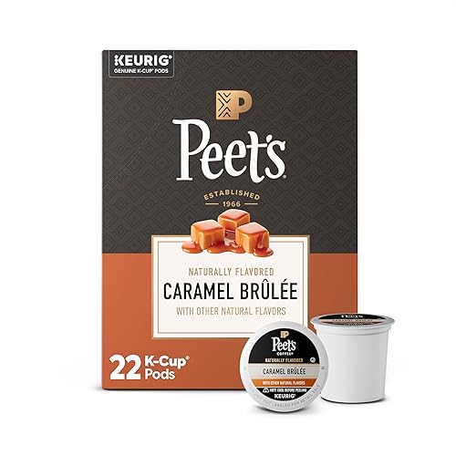 Peet's Coffee, Flavored Light Roast Keurig K-Cup Pods, Arabica Coffee, Natural Flavors - Caramel Brulee 22 Count (1 Box of 22 Pods)