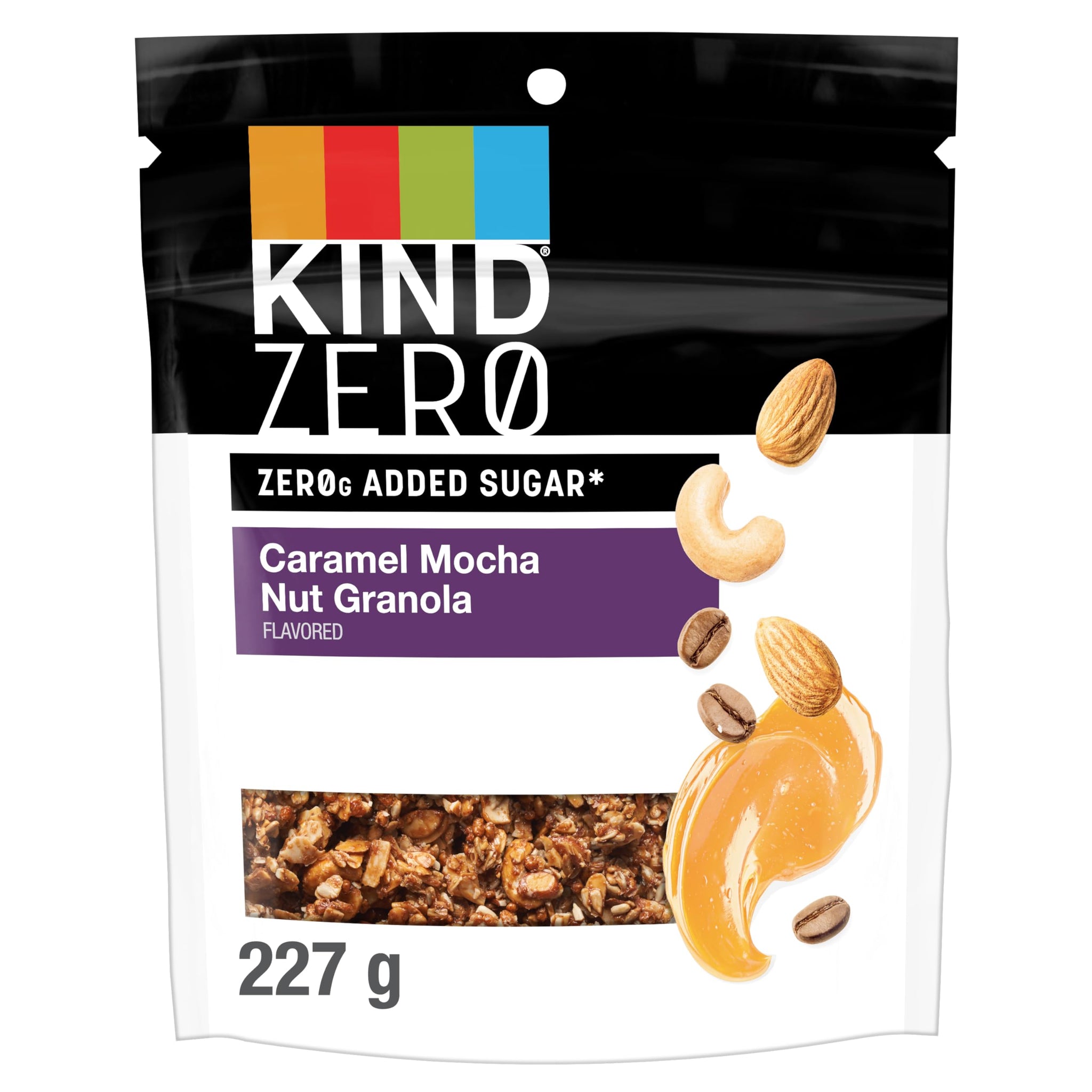 KIND Zero Added Sugar Granola, Caramel Mocha Nut, Gluten Free, Low Sugar, Keto Snacks, 5g Protein, 8oz, 1 Count