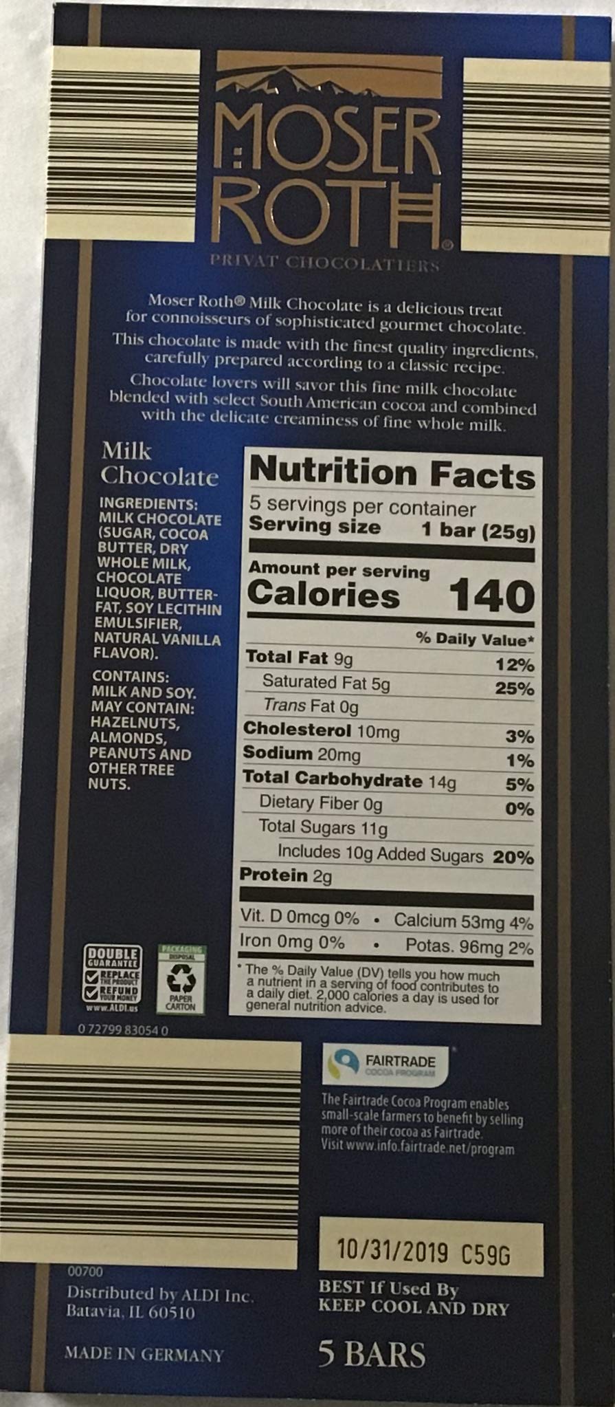 Moser Roth milk chocolate bars (6 pack)