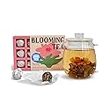 The-Qi Inner Beauty Peony Blooming Flower w/Green Tea - 9 Pcs Handpicked All Natural Blooming Flower Tea - Peony & Globe Amaranth Blend Qi Gift Set