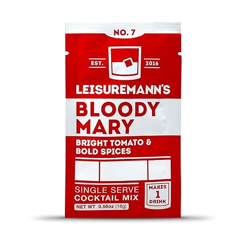 Leisuremann's Bloody Mary Single Serve Cocktail Mixer - Cocktail or Mocktail Powders Designed to Make Happy Hour Easier - All Natural - Travel Ready