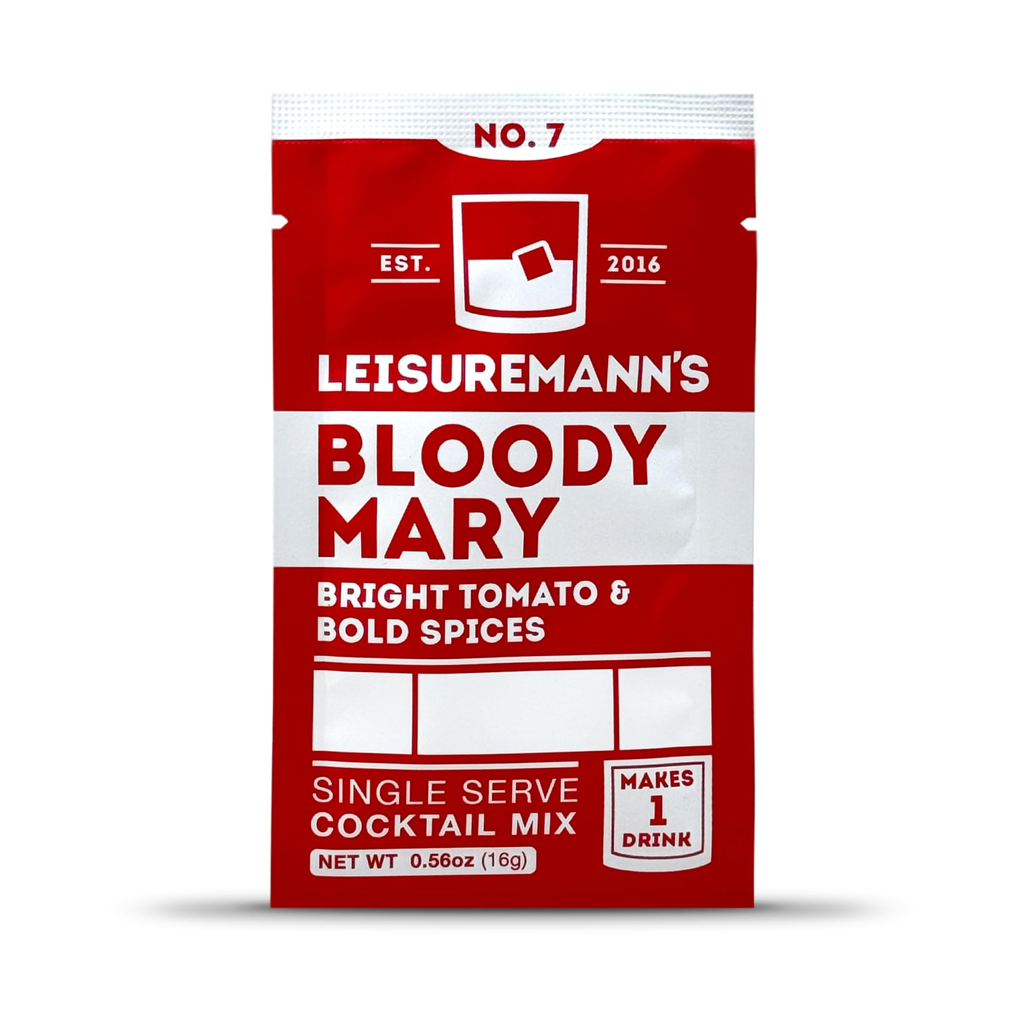 Leisuremann's Bloody Mary Single Serve Cocktail Mixer - Cocktail or Mocktail Powders Designed to Make Happy Hour Easier - All Natural - Travel Ready