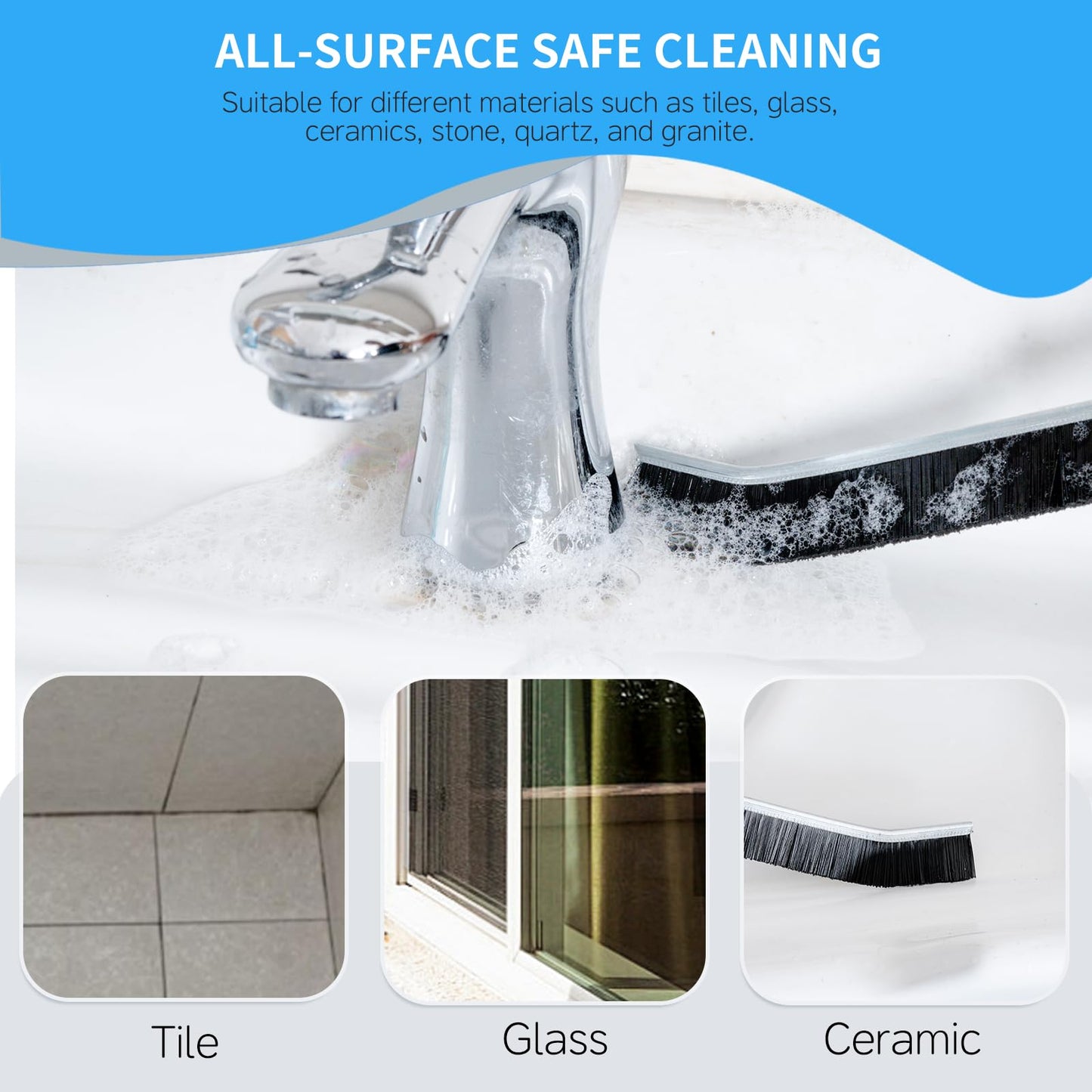 ZFFKZ 3 Pcs Crevice Cleaning Brush, 23cm Toilet Brush - Non-Slip Grip, All-Surface Safe (Tile, Glass, Car) - Bathroom Cleaning Supplies for Toilet