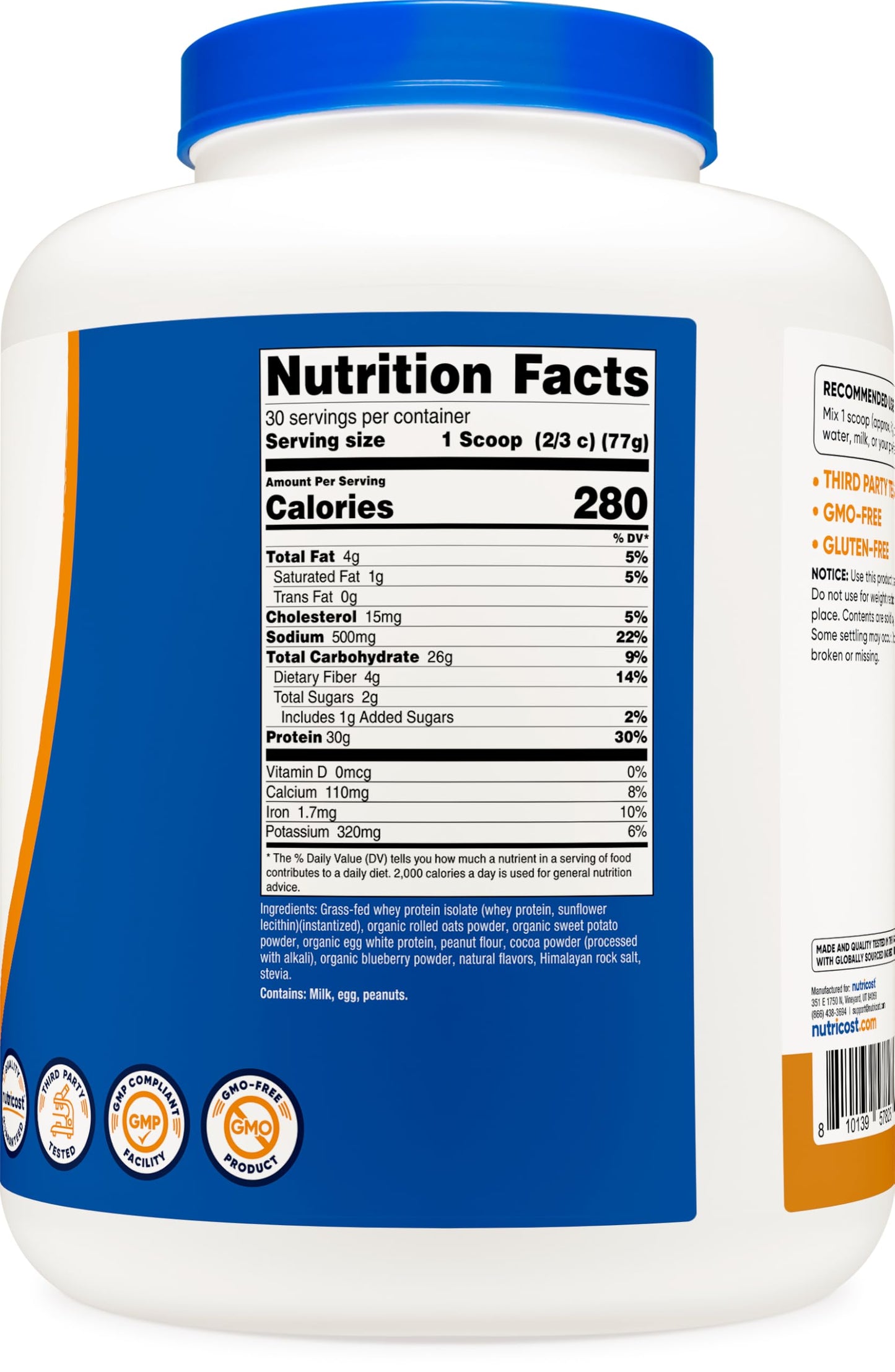Nutricost Meal Replacement Shake Powder (Chocolate Peanut Butter) 5 LBS - 30g of Protein with Fiber, GMO-Free, Gluten-Free, 30 Servings