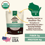 Organic Buckwheat Flour 1.5 lb - Non-GMO, USDA Organic, Gluten Free, Vegan - For Baking Bread, Pancakes, and More! Grown In USA, Farmed From