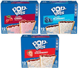 Pop Tarts Toaster Pastries, Frosted Cherry, Frosted Strawberry, and Frosted Blueberry, 20 Ounce (Pack of 3) - with Two Make Your Day Lollipops