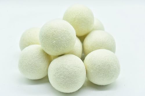 Pack of 10 Wool Laundry Dryer Ball by GK&CO-Reusable Extra Large Premium Natural Fabric Softener, Reduces Clothing Wrinkles, Eco-Friendly~Made of 100%