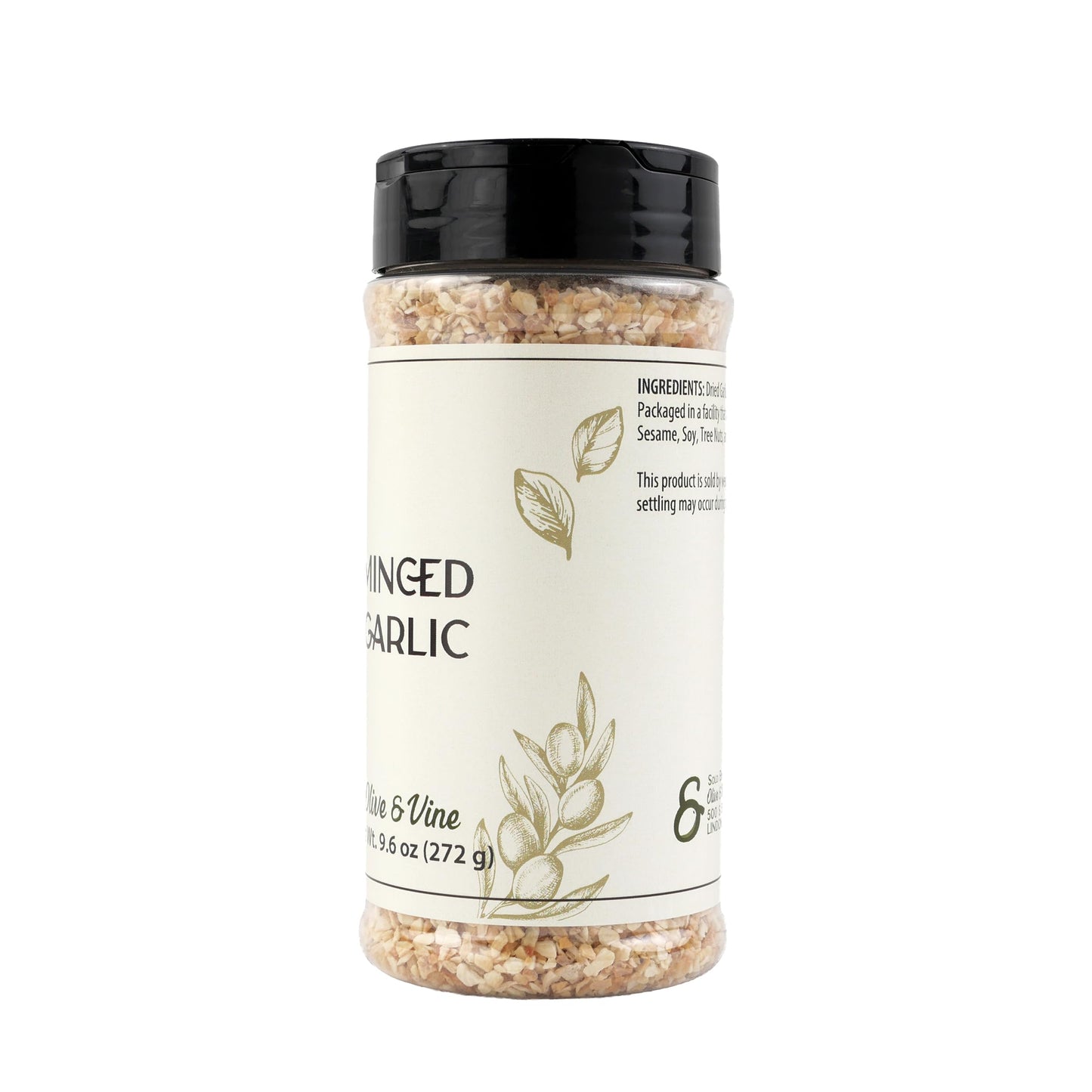 Olive & Vine Minced Dried Garlic, Bold Flavor, For Sauces & Marinades, Rich Tradition, Authentic Taste, For Global Recipes (9.6 Ounce)