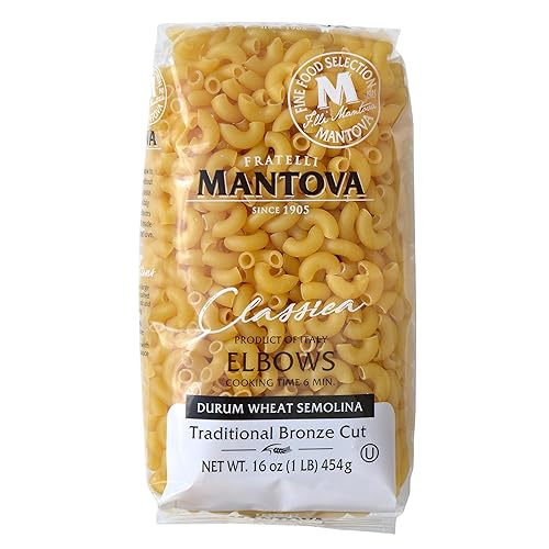 Mantova Bronze Die Cut Elbow Pasta - Authentic Italian Macaroni, Slow-Dried for Superior Texture & Sauce Absorption, Made with 100% Durum Wheat