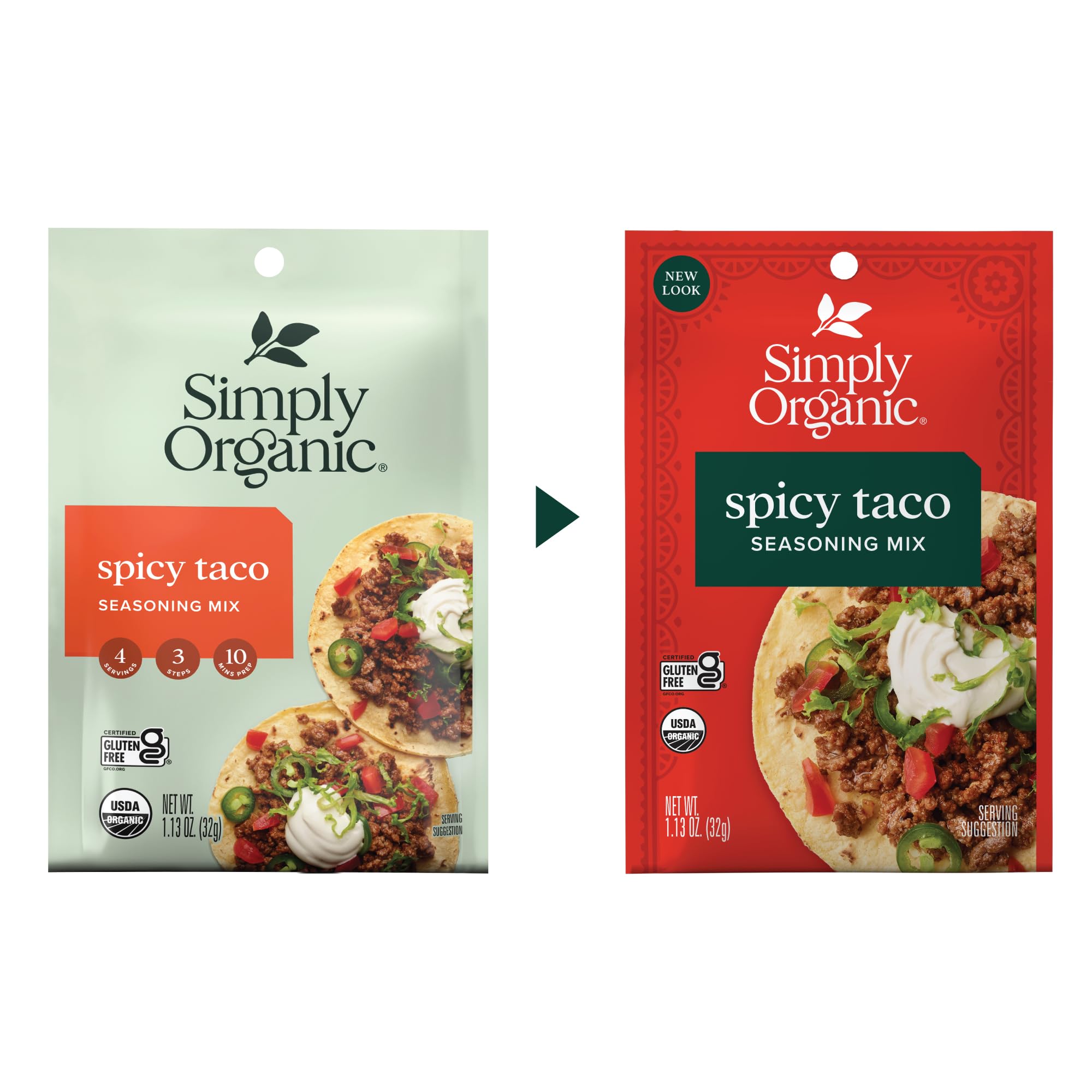 Simply Organic Spicy Taco Seasoning Mix, Gluten Free, Certified Organic, Kosher, Vegan, Vegetarian - Pure Flavor for Tacos, Stir-Fries, Mexican