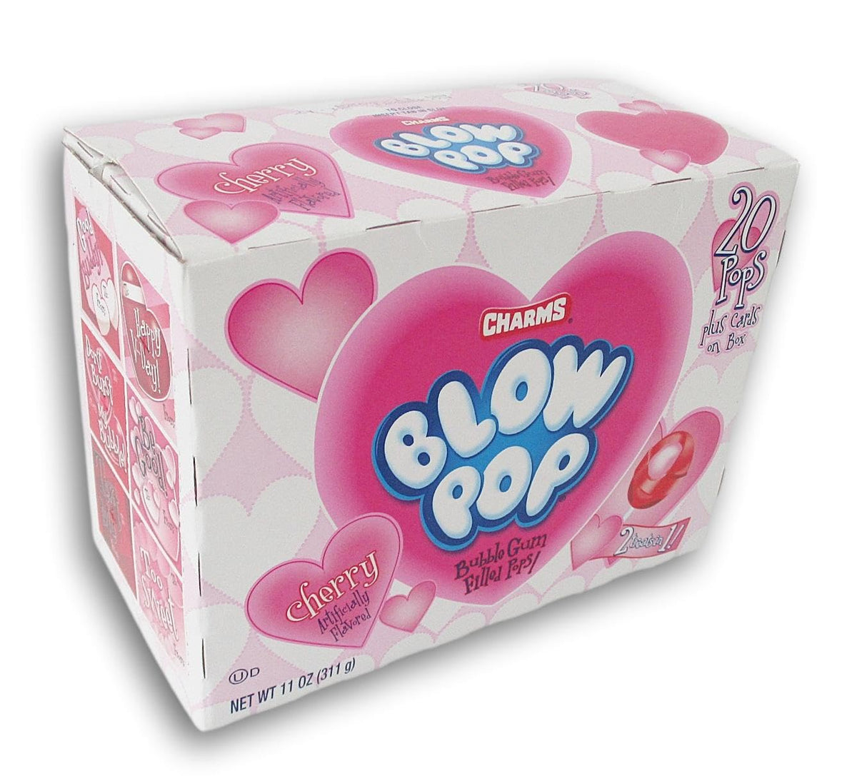 Candy Valentines - Blow Pop Valentine Friendship Exchange Box - 20 Pops and Cards - 11 oz