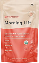 ActivatedYou Morning Lift Mushroom Infused Coffee - Certified Organic, Plant Based Mushroom Coffee Instant Blend Made with Lion's Mane & Cordyceps
