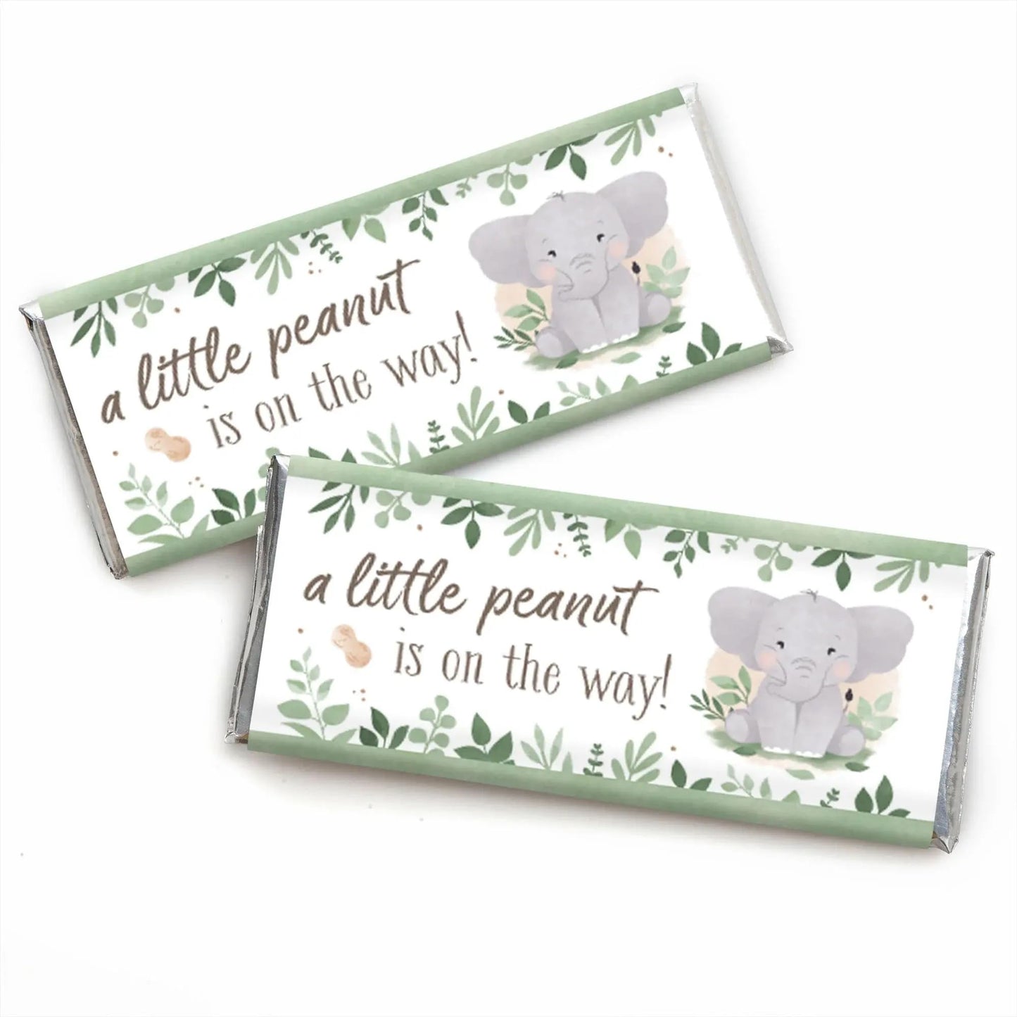 Big Dot of Happiness Elephant Candy Bar Wrappers, Funny Little Peanut Baby Shower Party Favors, DIY Chocolate Bar Wrappers - Set of 24