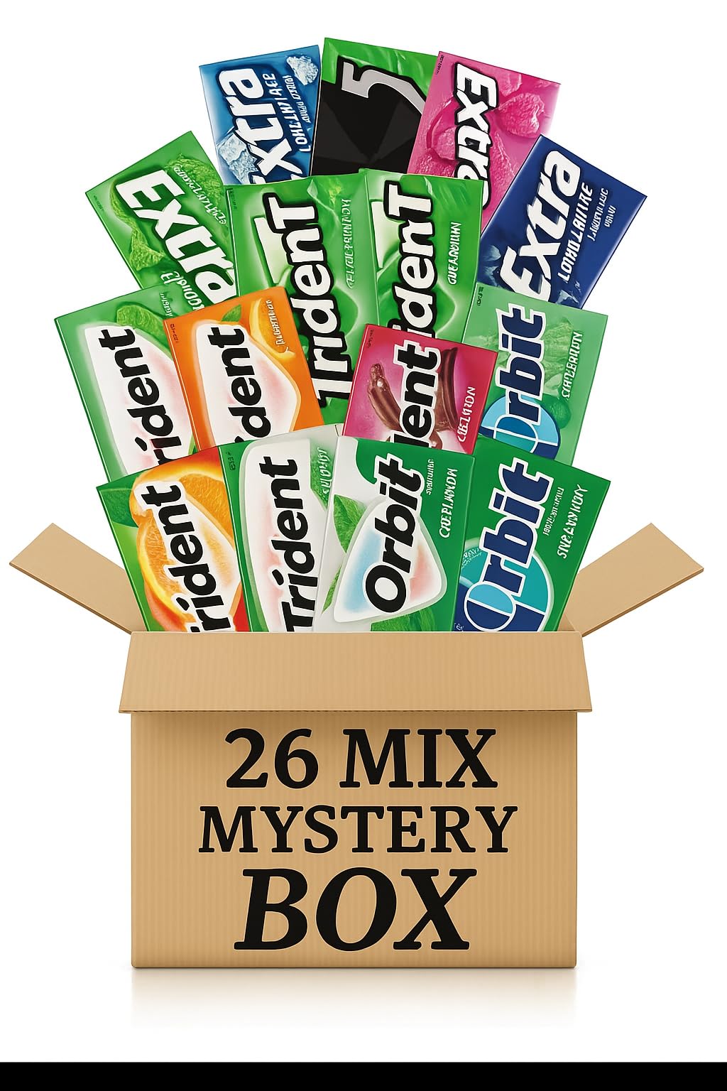 26 MIX chewing gum Mix variety pack Assorted Flavors 5 Gum, Extra, Orbit & Trident Long Lasting Sugar Free Chewing Gum 20 Variety Flavor packs