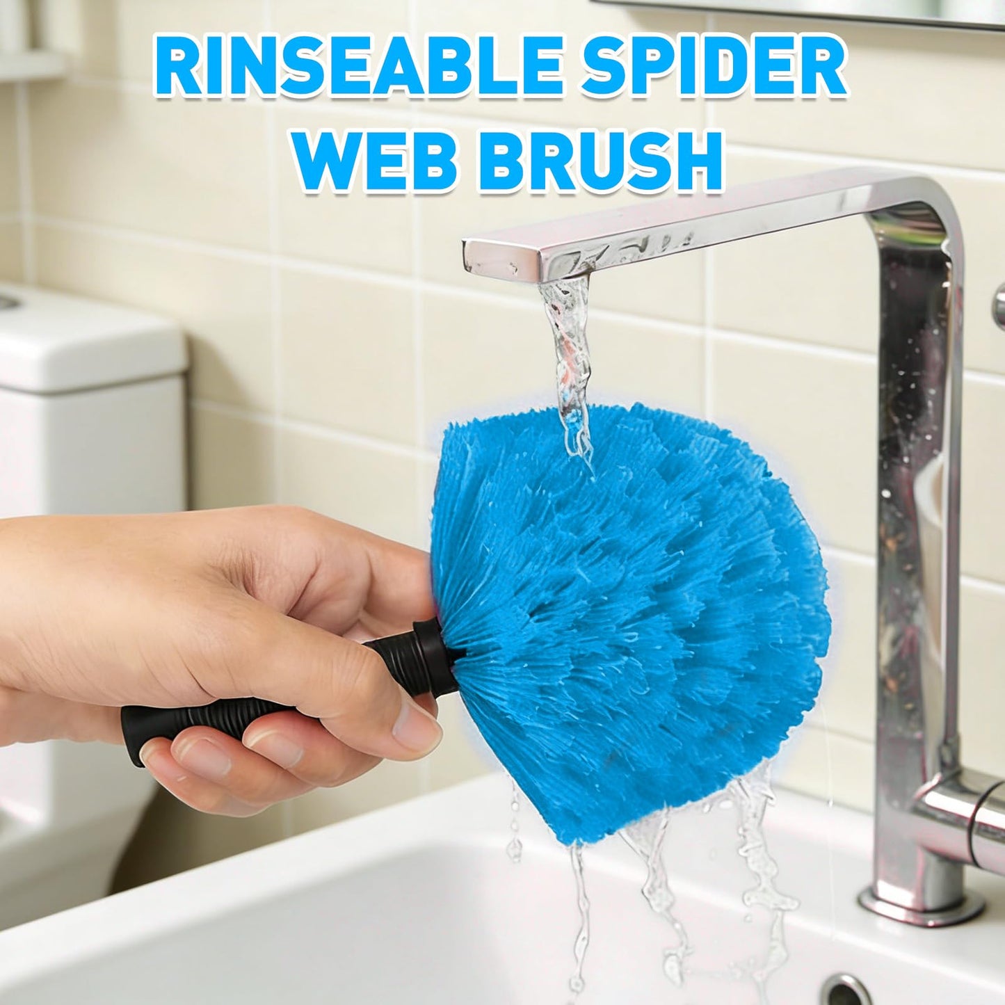 26FT Reach Cobweb Duster with Extension Pole - Spider Web Brush for Cleaning with 5-20FT 4-Section Flip-Lock Telescopic Pole, Effortlessly Cleans High