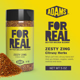 FOR REAL Zesty Zing Seasoning - Citrusy Herb Blend with Lemon, Lime & Tangerine Peel - Gluten Free, Kosher, No Seed Oils or MSG - Bright Flavor