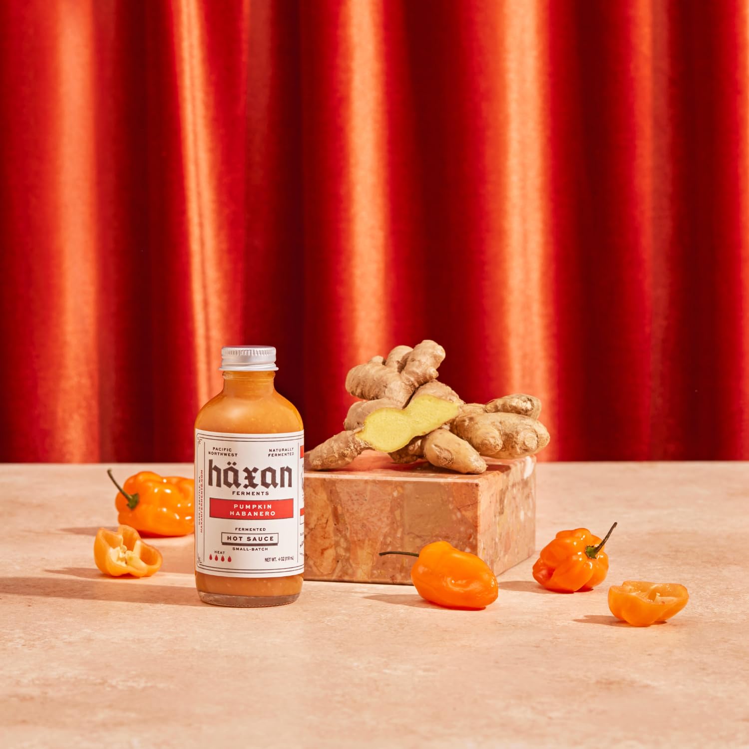 Haxan Ferments Pumpkin Habanero Hot Sauce | Hot Heat | Fermented Pumpkin, Habanero Peppers, Ginger, Garlic | Tangy, Bright, Earthy Sweetness | Perfect