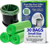 Pet Fit For Life 1.3 Gal Leak-Proof Wastebasket Liners - 3-Pack of 10 Small Bags for Dog Droppings, Lawn, Garage, Home, Office, Restroom - Small Trash