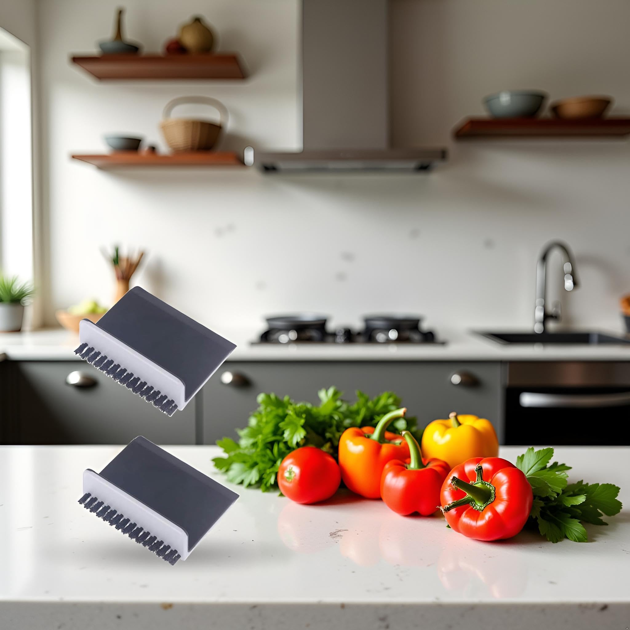 2 Pcs Black Kitchen Sink Squeegee Cleaner Countertop Brush Wiper Vegetable Cleaning Brush Wiper Home Kitchen Tool Fruit and Vegetable Cleaning Brushes