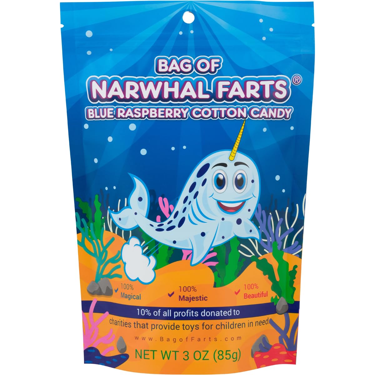 Bag of Narwhal Farts Blue Raspberry Cotton Candy, 1 pack / 3 ounces